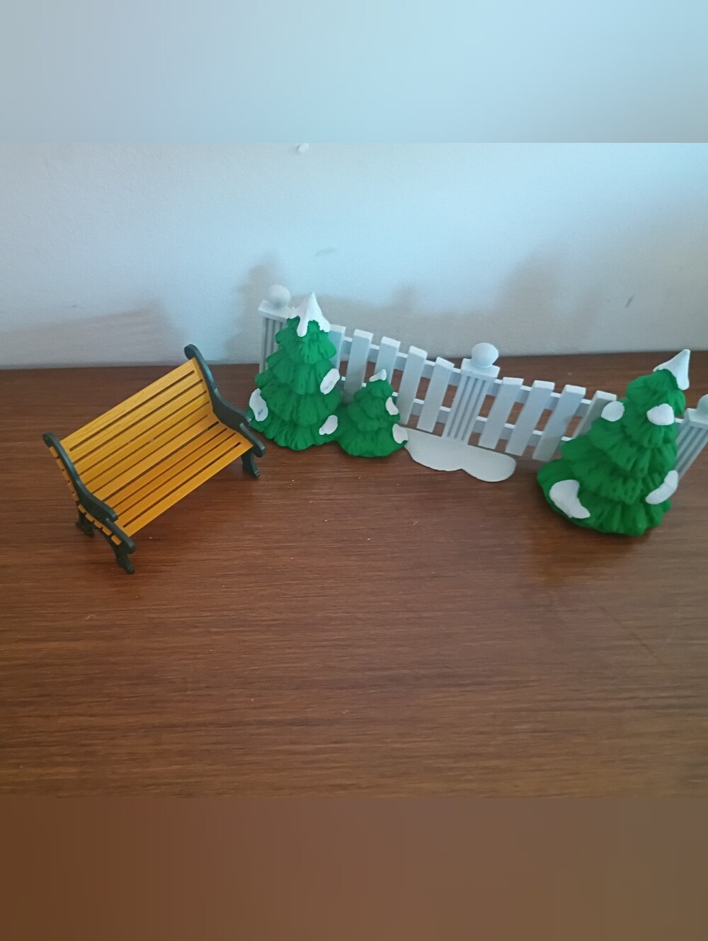 Mini Playset Bench and Winter Trees Kids Toy - Green & Yellow Department 56